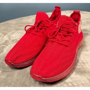 PP2 Yasso Womens 9.5 Red Knit Sneakers Clear Sole Product of New York